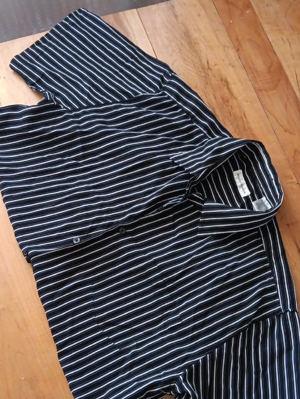 Michael Brandon Black Shirt with White Pinstripes